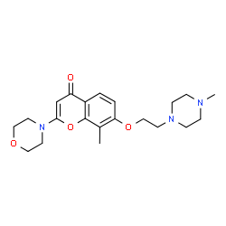 ChemSpider 2D Image | 8-Methyl-7-[2-(4-methyl-1-piperazinyl)ethoxy]-2-(4-morpholinyl)-4H-chromen-4-one | C21H29N3O4