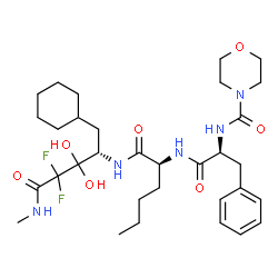 ChemSpider 2D Image | N-(4-Morpholinylcarbonyl)-L-phenylalanyl-N-[(2S)-1-cyclohexyl-4,4-difluoro-3,3-dihydroxy-5-(methylamino)-5-oxo-2-pentanyl]-L-norleucinamide | C32H49F2N5O7