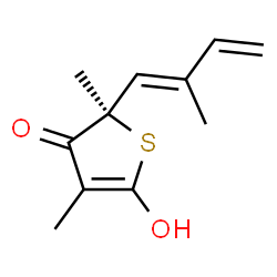 ChemSpider 2D Image | (2R)-5-Hydroxy-2,4-dimethyl-2-[(1E)-2-methyl-1,3-butadien-1-yl]-3(2H)-thiophenone | C11H14O2S