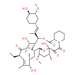 ChemSpider 2D Image | (1R,9S,12S,13R,14S,17R,18E,20S,21R,23S,24R,25S,27R)-17-Ethyl-1,14,20-trihydroxy-12-{(1E)-1-[(1R,3R,4R)-4-hydroxy-3-methoxycyclohexyl]-1-propen-2-yl}-23,25-dimethoxy-13,19,21,27-tetramethyl-11,28-dioxa
-4-azatricyclo[22.3.1.0~4,9~]octacos-18-ene-2,3,10,16-tetrone | C43H69NO13