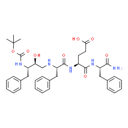ChemSpider 2D Image | N-{(2S,3S)-3-[(tert-butoxycarbonyl)amino]-2-hydroxy-4-phenylbutyl}-L-phenylalanyl-L-alpha-glutamyl-L-phenylalaninamide | C38H49N5O8