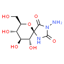 ChemSpider 2D Image | (5S,7R,8S,9S,10R)-3-Amino-8,9,10-trihydroxy-7-(hydroxymethyl)-6-oxa-1,3-diazaspiro[4.5]decane-2,4-dione | C8H13N3O7
