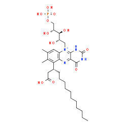 ChemSpider 2D Image | 1-{6-[(2R)-1-Carboxy-2-tridecanyl]-7,8-dimethyl-2,4-dioxo-1,2,3,4-tetrahydrobenzo[g]pteridin-10-ium-10-yl}-1-deoxy-5-O-phosphono-D-ribitol | C31H48N4O11P