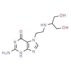 ChemSpider 2D Image | 2-Amino-7-{2-[(1,3-dihydroxy-2-propanyl)amino]ethyl}-3,7-dihydro-6H-purin-6-one | C10H16N6O3
