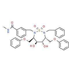 ChemSpider 2D Image | 3-(7-BENZYL-4,5-DIHYDROXY-1,1-DIOXO-3,6-BIS-PHENOXYMETHYL-1L6-[1,2,7]THIADIAZEPAN-2-YLMETHYL)-N-METHYL-BENZAMIDE | C34H37N3O7S
