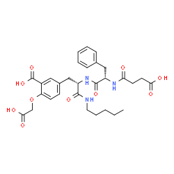 ChemSpider 2D Image | N-(3-Carboxypropanoyl)-L-phenylalanyl-3-carboxy-O-(carboxymethyl)-N-pentyl-L-tyrosinamide | C30H37N3O10