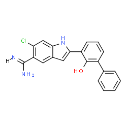 ChemSpider 2D Image | 6-chloro-2-(2-hydroxybiphenyl-3-yl)-1H-indole-5-carboxamidine | C21H16ClN3O