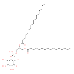 ChemSpider 2D Image | (2R)-1-{[(R)-Hydroxy{[(2R,3R,5S,6R)-2,3,4,5,6-pentahydroxycyclohexyl]oxy}phosphoryl]oxy}-3-(palmitoyloxy)-2-propanyl heptadecanoate | C42H81O13P