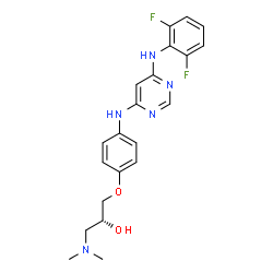 ChemSpider 2D Image | (2R)-1-[4-({6-[(2,6-Difluorophenyl)amino]-4-pyrimidinyl}amino)phenoxy]-3-(dimethylamino)-2-propanol | C21H23F2N5O2