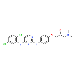 ChemSpider 2D Image | (2R)-1-[4-({4-[(2,5-Dichlorophenyl)amino]-2-pyrimidinyl}amino)phenoxy]-3-(dimethylamino)-2-propanol | C21H23Cl2N5O2
