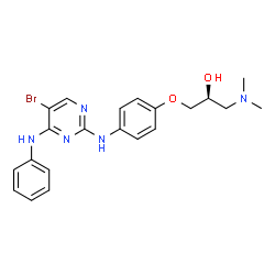 ChemSpider 2D Image | (2S)-1-{4-[(4-Anilino-5-bromo-2-pyrimidinyl)amino]phenoxy}-3-(dimethylamino)-2-propanol | C21H24BrN5O2