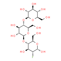 ChemSpider 2D Image | beta-D-Glucopyranosyl-(1->4)-beta-D-glucopyranosyl-(1->4)-2-deoxy-2-fluoro-alpha-D-glucopyranose | C18H31FO15
