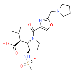 ChemSpider 2D Image | (2S)-3-Methyl-2-[(2S,3R)-3-[(methylsulfonyl)amino]-1-{[2-(1-pyrrolidinylmethyl)-1,3-oxazol-4-yl]carbonyl}-2-pyrrolidinyl]butanoic acid | C19H30N4O6S