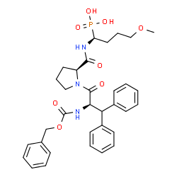 ChemSpider 2D Image | N-[(Benzyloxy)carbonyl]-beta-phenyl-D-phenylalanyl-N-[(1S)-4-methoxy-1-phosphonobutyl]-L-prolinamide | C33H40N3O8P