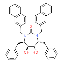 ChemSpider 2D Image | (4R,5S,6S,7R)-4,7-Dibenzyl-5,6-dihydroxy-1,3-bis(2-naphthylmethyl)-1,3-diazepan-2-one | C41H38N2O3