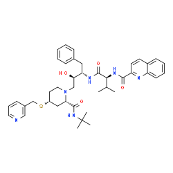 ChemSpider 2D Image | N-[(1r)-1-{[(1s,2s)-1-Benzyl-3-{(2r,4s)-2-(Tert-Butylcarbamoyl)-4-[(Pyridin-3-Ylmethyl)sulfanyl]piperidin-1-Yl}-2-Hydroxypropyl]carbamoyl}-2-Methylpropyl]quinoline-2-Carboxamide | C41H52N6O4S