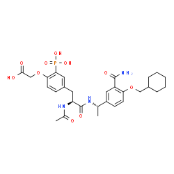 ChemSpider 2D Image | {4-[(2S)-2-Acetamido-3-({(1S)-1-[3-carbamoyl-4-(cyclohexylmethoxy)phenyl]ethyl}amino)-3-oxopropyl]-2-phosphonophenoxy}acetic acid | C29H38N3O10P