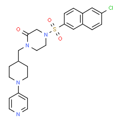 ChemSpider 2D Image | 4-[(6-Chloro-2-naphthyl)sulfonyl]-1-{[1-(4-pyridinyl)-4-piperidinyl]methyl}-2-piperazinone | C25H27ClN4O3S