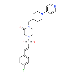 ChemSpider 2D Image | 4-[[(1E)-2-(4-CHLOROPHENYL)ETHENYL]SULFONYL]-1-[[1-(4-PYRIDINYL)-4-PIPERIDINYL]METHYL]PIPERAZINONE | C23H27ClN4O3S