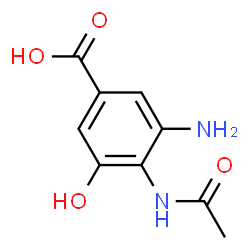 ChemSpider 2D Image | 4-Acetamido-3-amino-5-hydroxybenzoic acid | C9H10N2O4