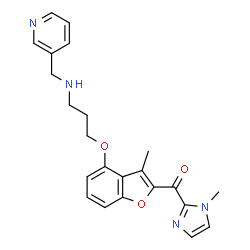 ChemSpider 2D Image | (1-Methyl-1H-imidazol-2-yl)(3-methyl-4-{3-[(3-pyridinylmethyl)amino]propoxy}-1-benzofuran-2-yl)methanone | C23H24N4O3