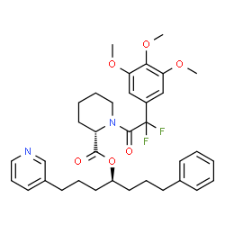 ChemSpider 2D Image | (4S)-1-Phenyl-7-(3-pyridinyl)-4-heptanyl (2S)-1-[difluoro(3,4,5-trimethoxyphenyl)acetyl]-2-piperidinecarboxylate | C35H42F2N2O6