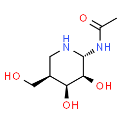 ChemSpider 2D Image | (2r,3r,4s,5r)-2-Acetamido-3,4-Dihydroxy-5-Hydroxymethyl-Piperidine | C8H16N2O4