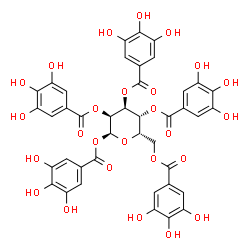 ChemSpider 2D Image | 1,2,3,4,6-Pentakis-O-(3,4,5-trihydroxybenzoyl)-alpha-L-gulopyranose | C41H32O26