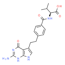 ChemSpider 2D Image | N-{4-[2-(2-Amino-4-oxo-4,7-dihydro-1H-pyrrolo[2,3-d]pyrimidin-5-yl)ethyl]benzoyl}-L-valine | C20H23N5O4