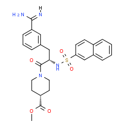 ChemSpider 2D Image | Methyl 1-[3-carbamimidoyl-N-(2-naphthylsulfonyl)-L-phenylalanyl]-4-piperidinecarboxylate | C27H30N4O5S