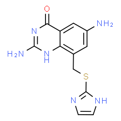 ChemSpider 2D Image | 2,6-DIAMINO-8-(1H-IMIDAZOL-2-YLSULFANYLMETHYL)-3H-QUINAZOLINE-4-ONE | C12H12N6OS