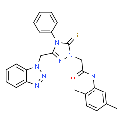 ChemSpider 2D Image | 2-[3-(1H-Benzotriazol-1-ylmethyl)-4-phenyl-5-thioxo-4,5-dihydro-1H-1,2,4-triazol-1-yl]-N-(2,5-dimethylphenyl)acetamide | C25H23N7OS