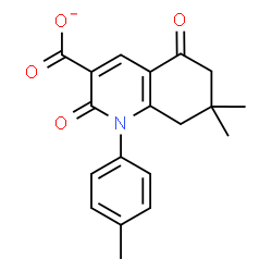 ChemSpider 2D Image | 7,7-Dimethyl-1-(4-methylphenyl)-2,5-dioxo-1,2,5,6,7,8-hexahydro-3-quinolinecarboxylate | C19H18NO4