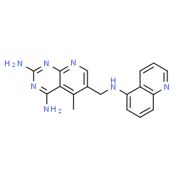 ChemSpider 2D Image | 5-Methyl-6-[(5-quinolinylamino)methyl]pyrido[2,3-d]pyrimidine-2,4-diamine | C18H17N7