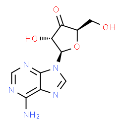 ChemSpider 2D Image | 9-(beta-D-erythro-Pentofuranosyl-3-ulose)-9H-purin-6-amine | C10H11N5O4