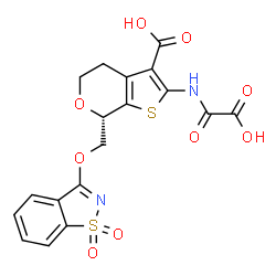 ChemSpider 2D Image | 7-(1,1-DIOXO-1H-BENZO[D]ISOTHIAZOL-3-YLOXYMETHYL)-2-(OXALYL-AMINO)-4,7-DIHYDRO-5H-THIENO[2,3-C]PYRAN-3-CARBOXYLIC ACID | C18H14N2O9S2