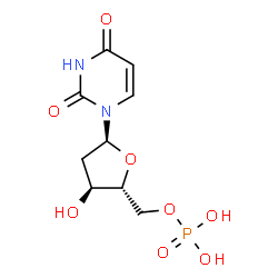 ChemSpider 2D Image | 1-(2-Deoxy-5-O-phosphono-alpha-D-erythro-pentofuranosyl)-2,4(1H,3H)-pyrimidinedione | C9H13N2O8P