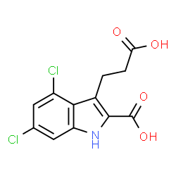 ChemSpider 2D Image | 3-(4,6-Dichloro-2-carboxyindol-3-yl)propionic acid | C12H9Cl2NO4