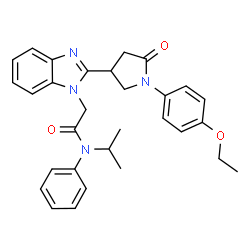 ChemSpider 2D Image | 2-{2-[1-(4-Ethoxyphenyl)-5-oxo-3-pyrrolidinyl]-1H-benzimidazol-1-yl}-N-isopropyl-N-phenylacetamide | C30H32N4O3