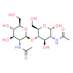 ChemSpider 2D Image | N-acetyl-beta-D-glucosaminyl-(1->4)-N-acetyl-alpha-D-glucosamine | C16H28N2O11