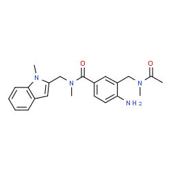 ChemSpider 2D Image | 3-[(ACETYL-METHYL-AMINO)-METHYL]-4-AMINO-N-METHYL-N-(1-METHYL-1H-INDOL-2-YLMETHYL)-BENZAMIDE | C22H26N4O2