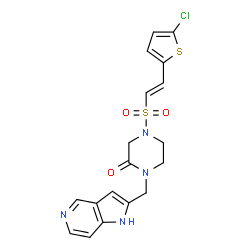 ChemSpider 2D Image | 4-{[(E)-2-(5-Chloro-2-thienyl)vinyl]sulfonyl}-1-(1H-pyrrolo[3,2-c]pyridin-2-ylmethyl)-2-piperazinone | C18H17ClN4O3S2