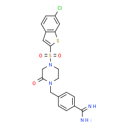 ChemSpider 2D Image | 4-({4-[(6-CHLORO-1-BENZOTHIEN-2-YL)SULFONYL]-2-OXOPIPERAZIN-1-YL}METHYL)BENZENECARBOXIMIDAMIDE | C20H19ClN4O3S2
