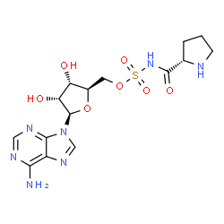 ChemSpider 2D Image | 5'-O-(L-Prolylsulfamoyl)adenosine | C15H21N7O7S