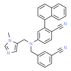 ChemSpider 2D Image | 4-{(3-Cyanobenzyl)[(1-methyl-1H-imidazol-5-yl)methyl]amino}-2-(1-naphthyl)benzonitrile | C30H23N5