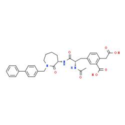 ChemSpider 2D Image | 5-[2-ACETYLAMINO-2-(1-BIPHENYL-4-YLMETHYL-2-OXO-AZEPAN-3-YLCARBAMOYL)-ETHYL]-2-CARBOXYMETHYL-BENZOIC ACID | C33H35N3O7