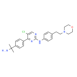ChemSpider 2D Image | 4-[4-(2-Amino-2-propanyl)phenyl]-5-chloro-N-{4-[2-(4-morpholinyl)ethyl]phenyl}-2-pyrimidinamine | C25H30ClN5O