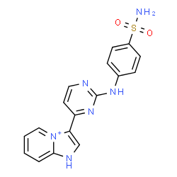 ChemSpider 2D Image | 3-{2-[(4-Sulfamoylphenyl)amino]-4-pyrimidinyl}-1H-imidazo[1,2-a]pyridin-4-ium | C17H15N6O2S