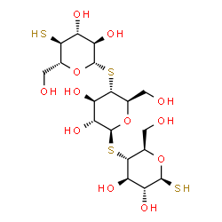 ChemSpider 2D Image | 4-Thio-beta-D-glucopyranosyl-(1->4)-4-thio-beta-D-glucopyranosyl-(1->4)-1,4-dithio-beta-D-glucopyranose | C18H32O12S4