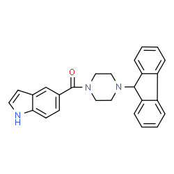 ChemSpider 2D Image | 5-{[4-(9H-FLUOREN-9-YL)PIPERAZIN-1-YL]CARBONYL}-1H-INDOLE | C26H23N3O